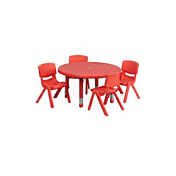 Adjustable Round Plastic Table- Red