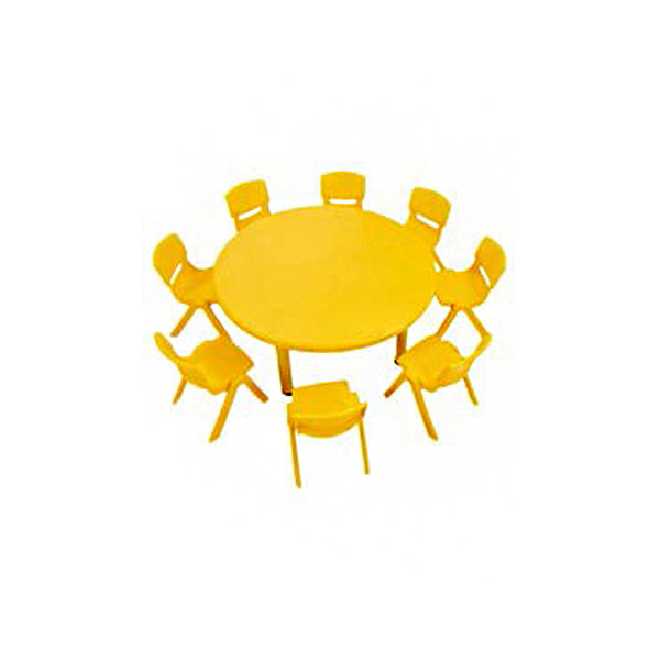 Adjustable Round Plastic Table- Yellow