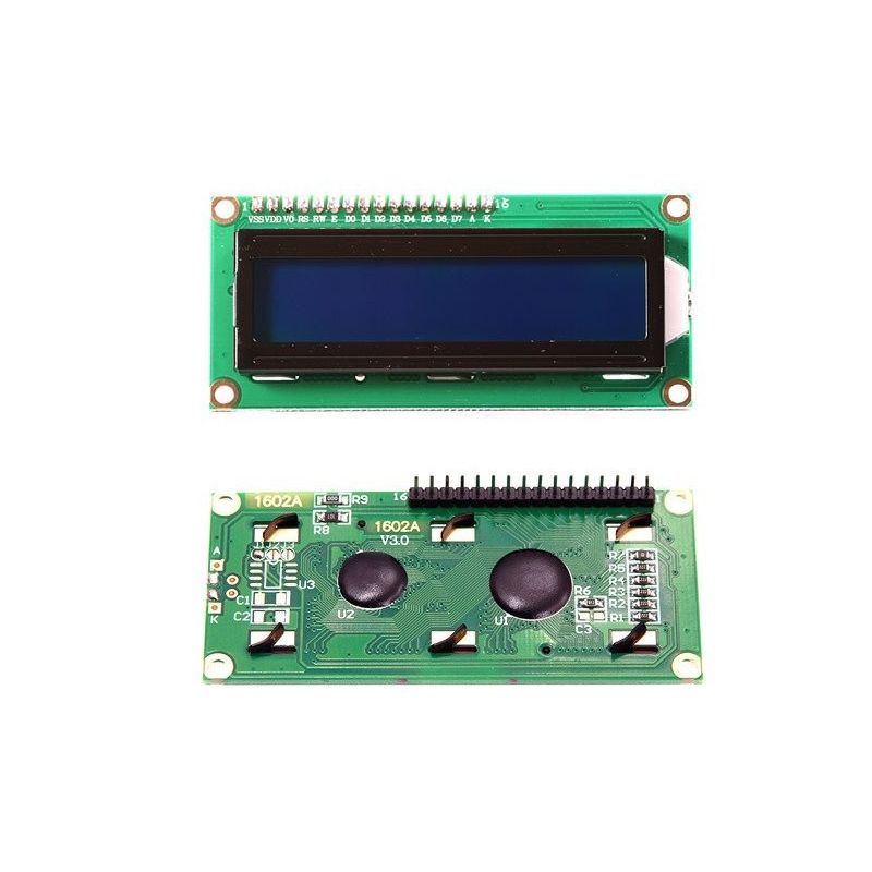 16x2 LCD screen 1602A Blue welded pins
